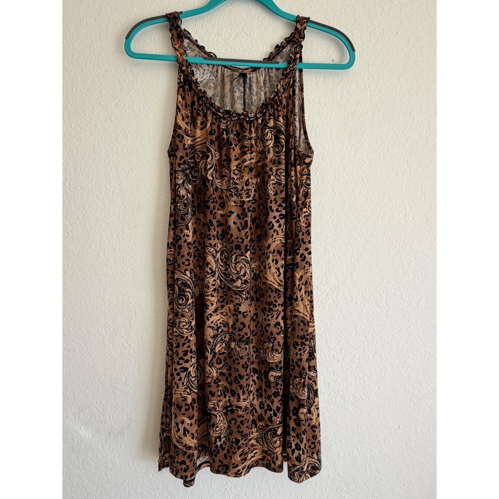Style & Co Intimates Leopard Paisley Print Nightgown Brown Tan Medium Sleeveless